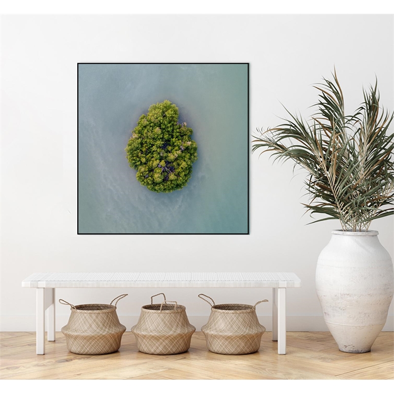 Giant Art Canvas  30x30 Lonely Island Framed in Green