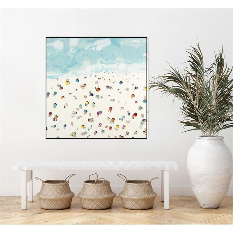 Giant Art Canvas  30x30 Beach Days Framed in Multi-Color