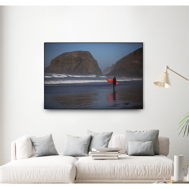 Giant Art Canvas  36x24 Cannon Beach in the Mist Framed in Multi-Color