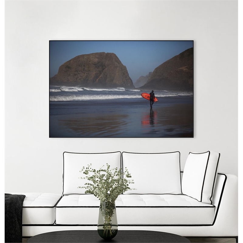 Giant Art Canvas  36x24 Cannon Beach in the Mist Framed in Multi-Color