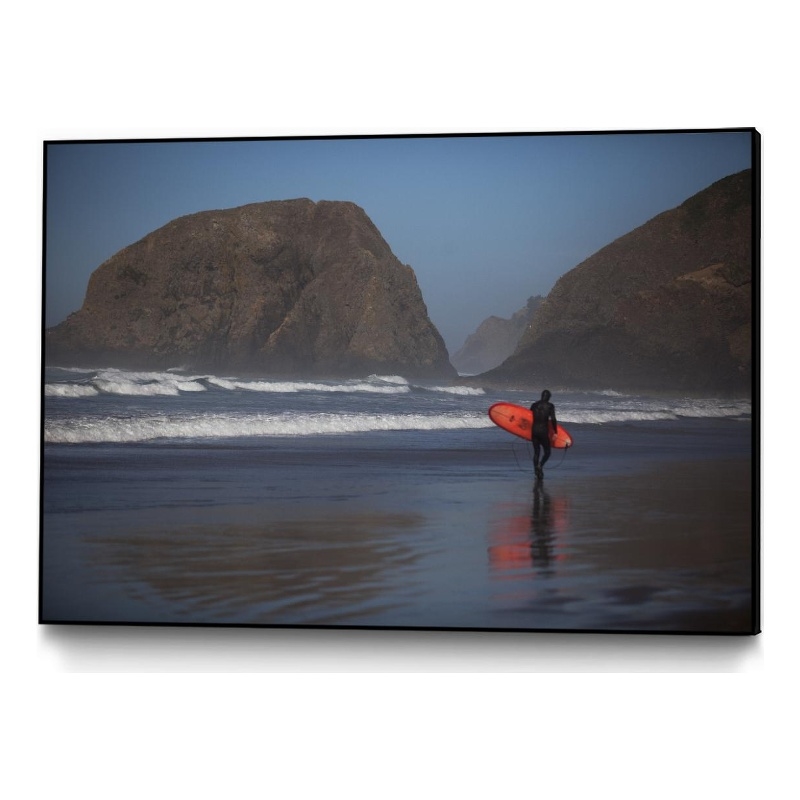 Giant Art Canvas  36x24 Cannon Beach in the Mist Framed in Multi-Color