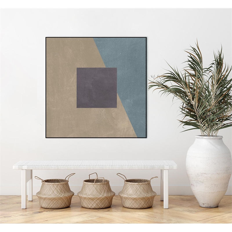 Giant Art Canvas  20x20 Blue Silk Abstract II Framed in Multi-Color