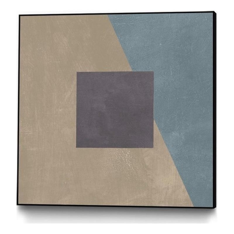 Giant Art Canvas  20x20 Blue Silk Abstract II Framed in Multi-Color