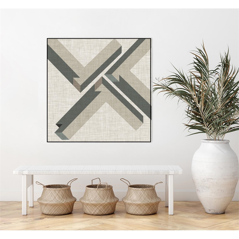 Giant Art Canvas  30x30 Geometric Perspective IV Framed in Green