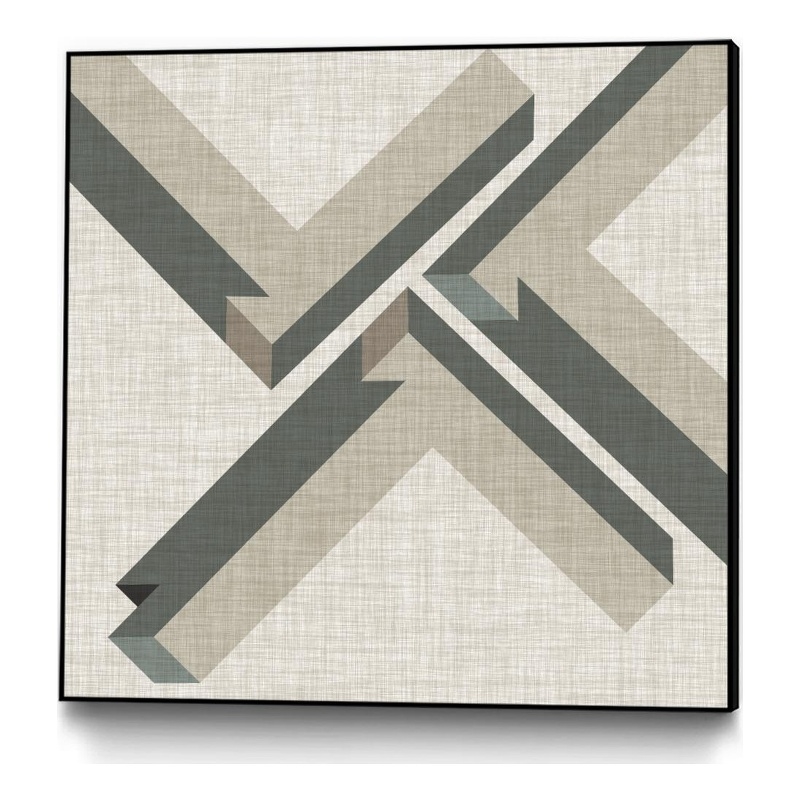 Giant Art Canvas  30x30 Geometric Perspective IV Framed in Green