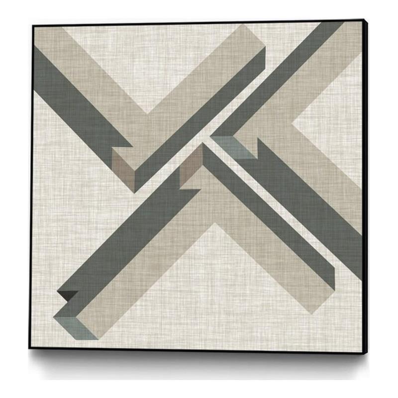 Giant Art Canvas  20x20 Geometric Perspective IV Framed in Green