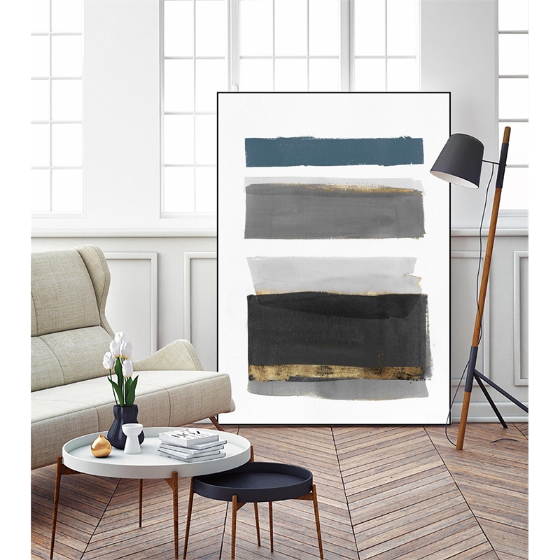 Giant Art Canvas  24x36 Stacked Stripes II Framed in Multi-Color