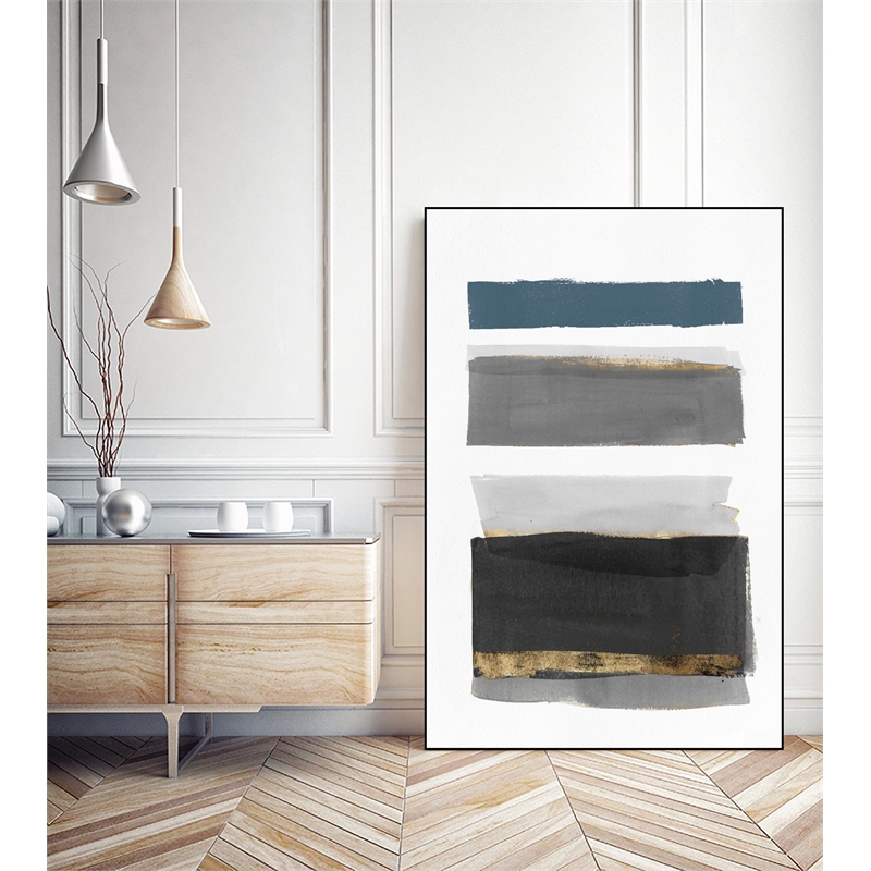 Giant Art Canvas  24x36 Stacked Stripes II Framed in Multi-Color