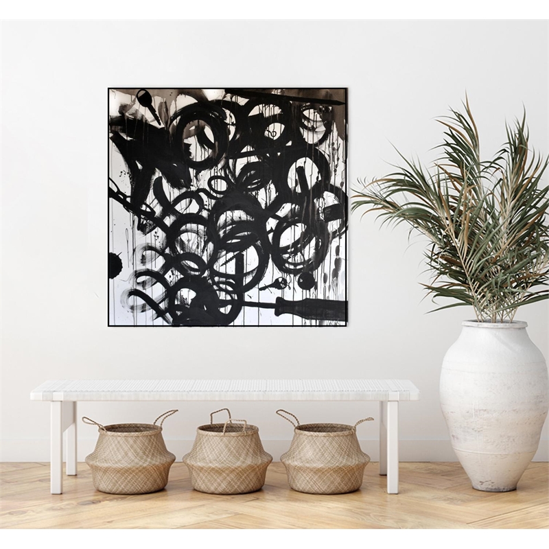 Giant Art Canvas  30x30 Junk Drawer Framed in Multi-Color
