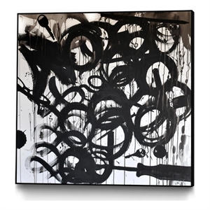 Giant Art Canvas  30x30 Junk Drawer Framed in Multi-Color