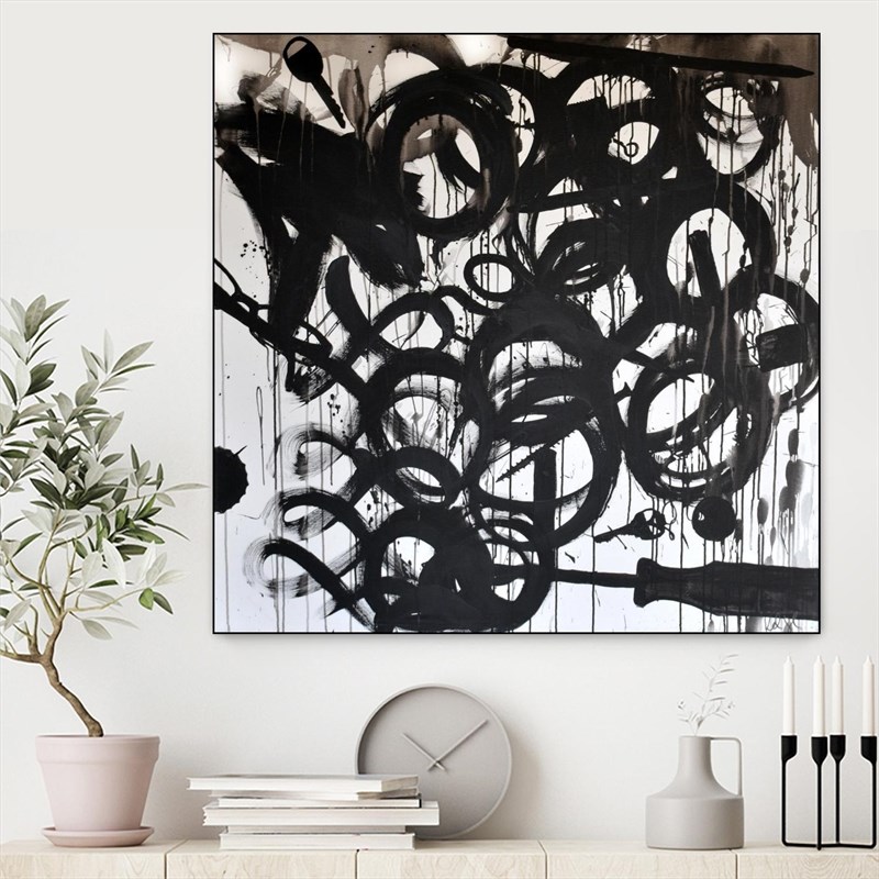 Giant Art Canvas  20x20 Junk Drawer Framed in Multi-Color