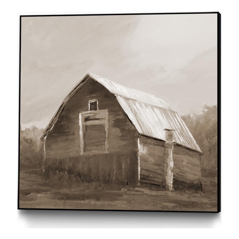 Giant Art Canvas  30x30 Red Barn Framed in Multi-Color