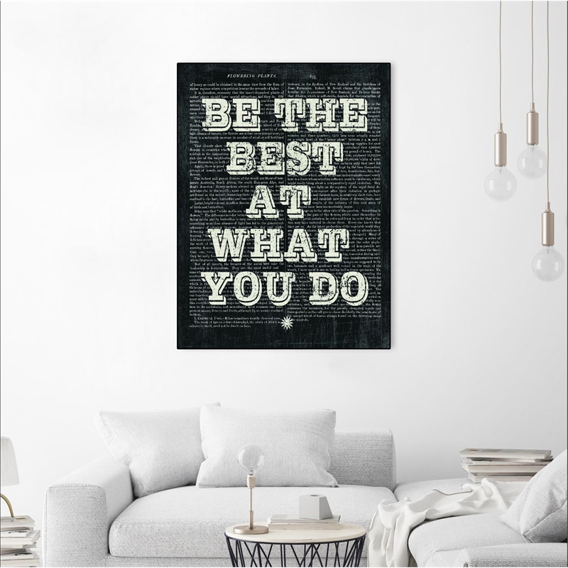 Giant Art Canvas  24x32 Be the Best Floral Chalk Framed in Multi-Color