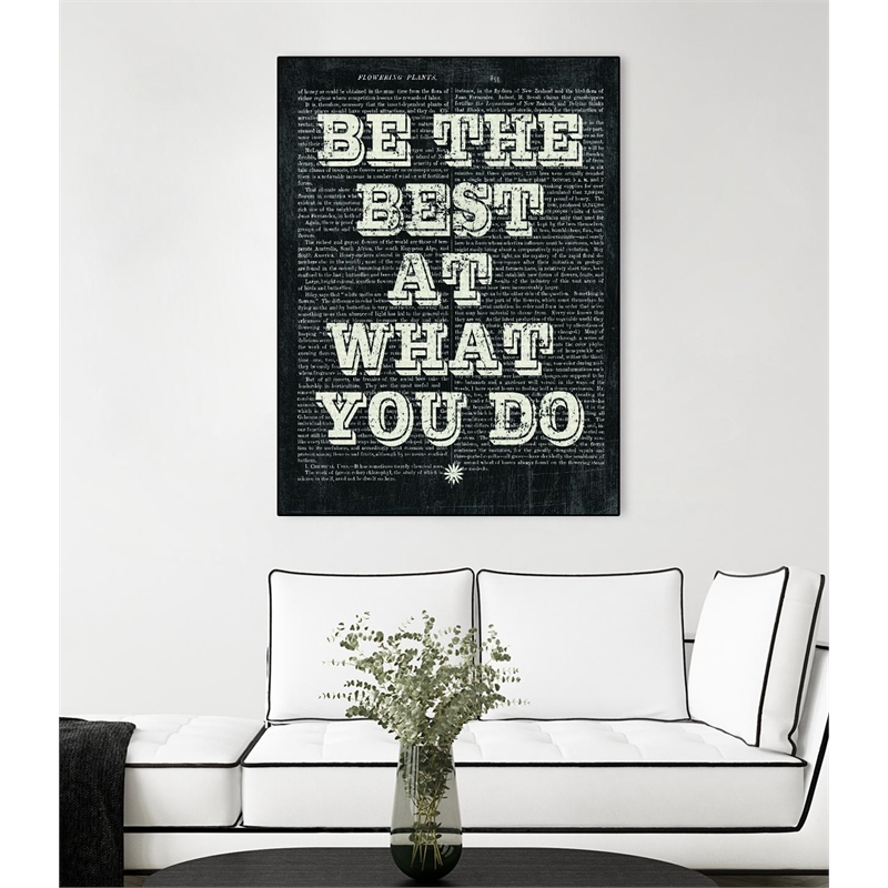 Giant Art Canvas  24x32 Be the Best Floral Chalk Framed in Multi-Color