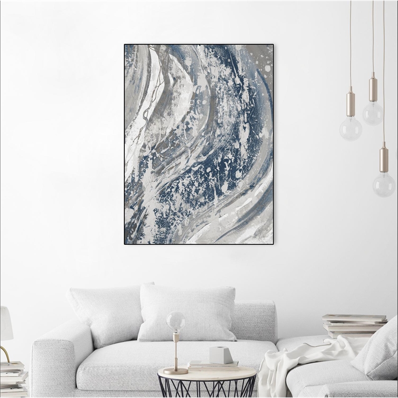 Giant Art Canvas  30x40 Blue Wave Framed in Multi-Color