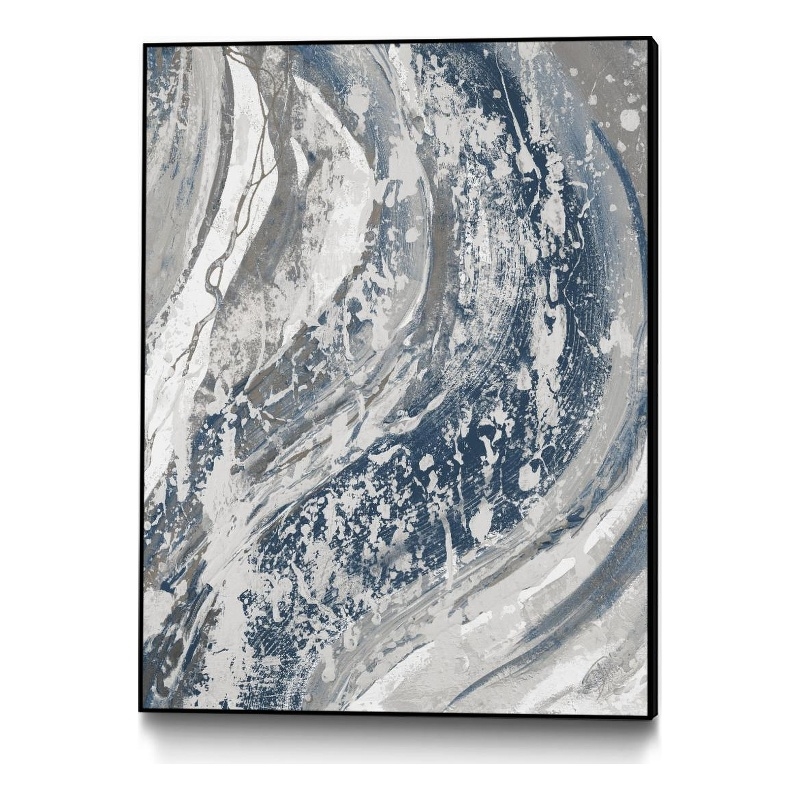 Giant Art Canvas  30x40 Blue Wave Framed in Multi-Color