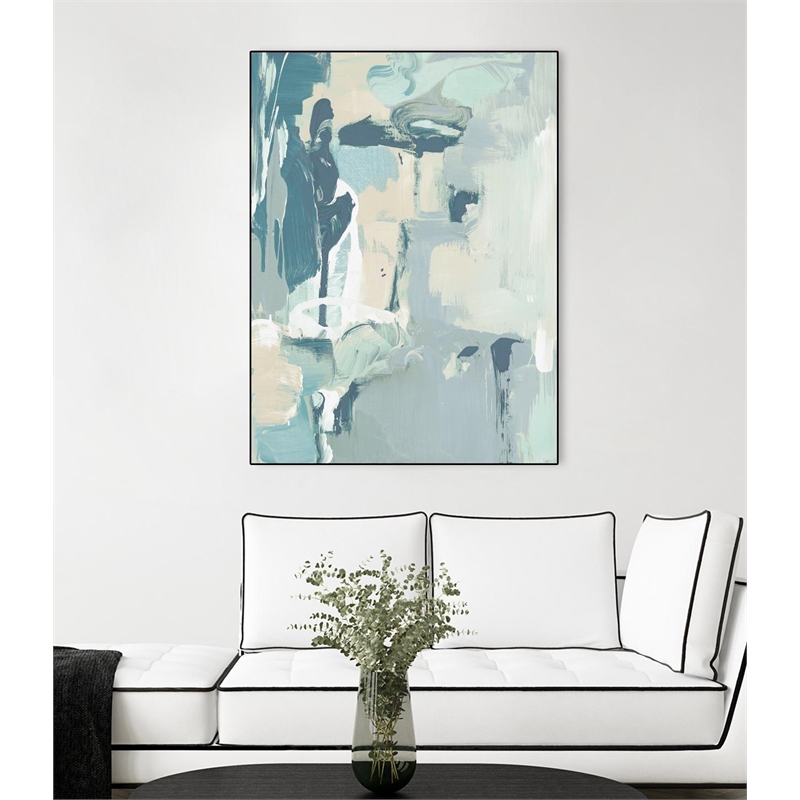 Giant Art Canvas  24x32 Blue Anticipation I Framed in Multi-Color