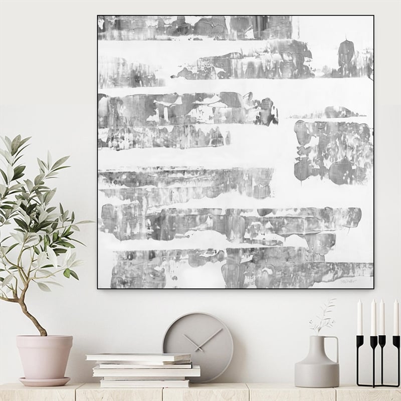 Giant Art Canvas  20x20 Grey Levels Framed in White
