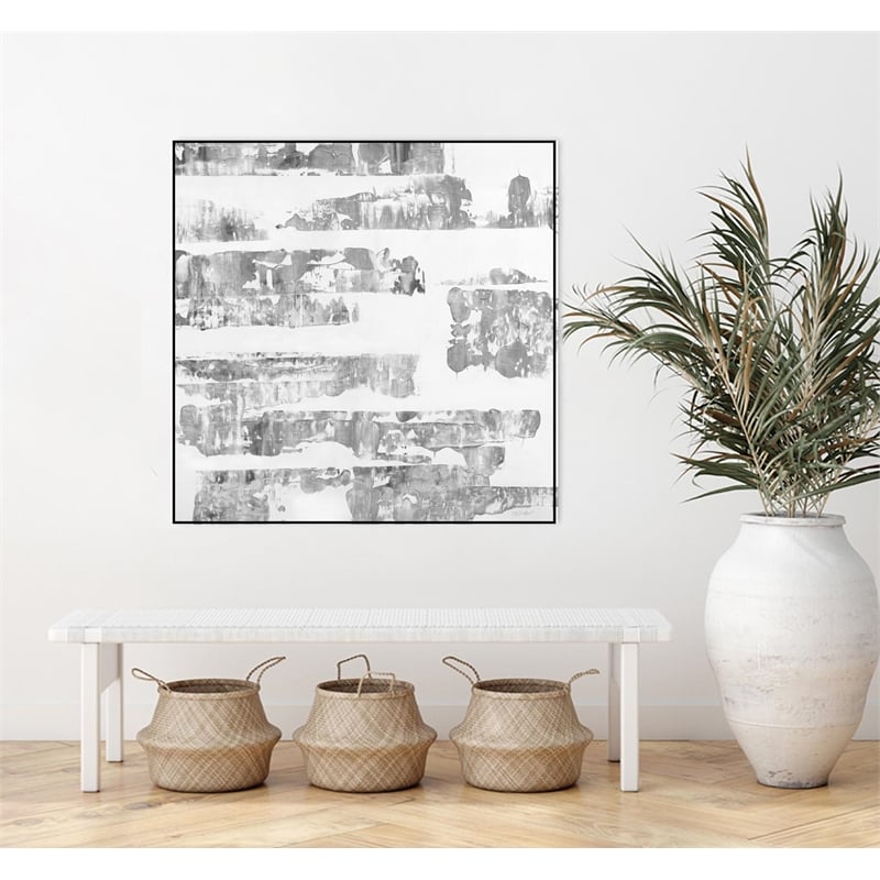Giant Art Canvas  20x20 Grey Levels Framed in White