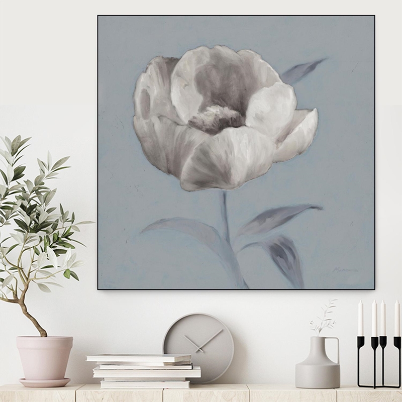 Giant Art Canvas  20x20 FLORAL SYMPOSIUM I Framed in White