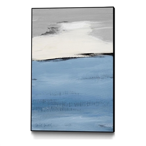 Giant Art Canvas  24x36 Blue Flatlands II Framed in White
