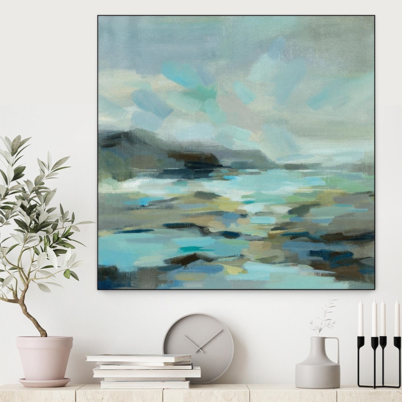Giant Art Canvas  20x20 Blue Lagoon Framed in Multi-Color