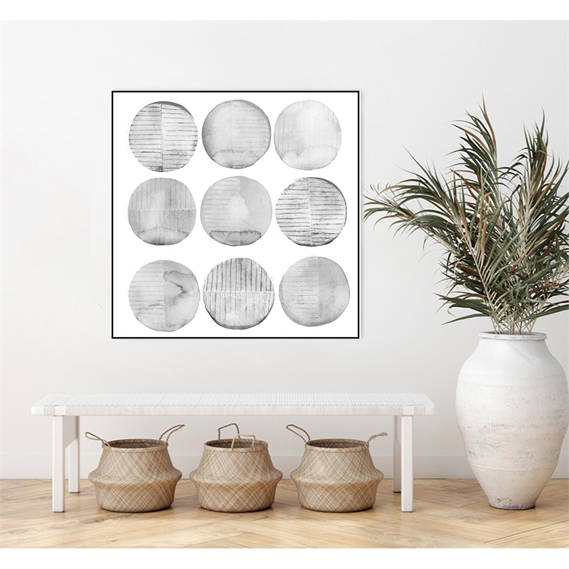 Giant Art Canvas  20x20 Soft Circles II Framed in Multi-Color