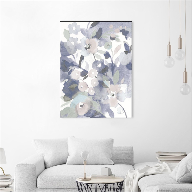 Giant Art Canvas  24x32 Jewel Garden II Blue Framed in Multi-Color