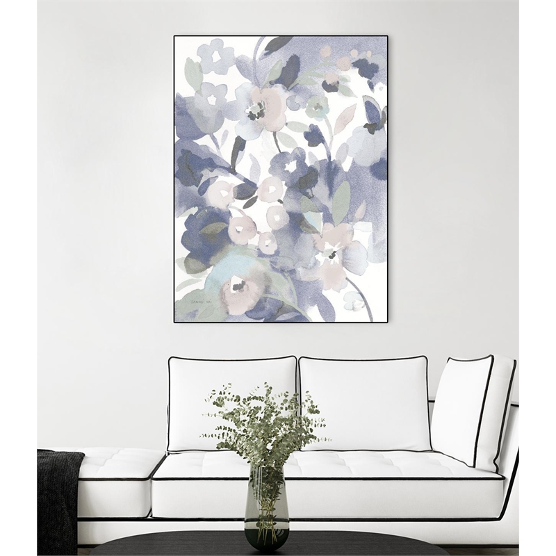 Giant Art Canvas  24x32 Jewel Garden II Blue Framed in Multi-Color
