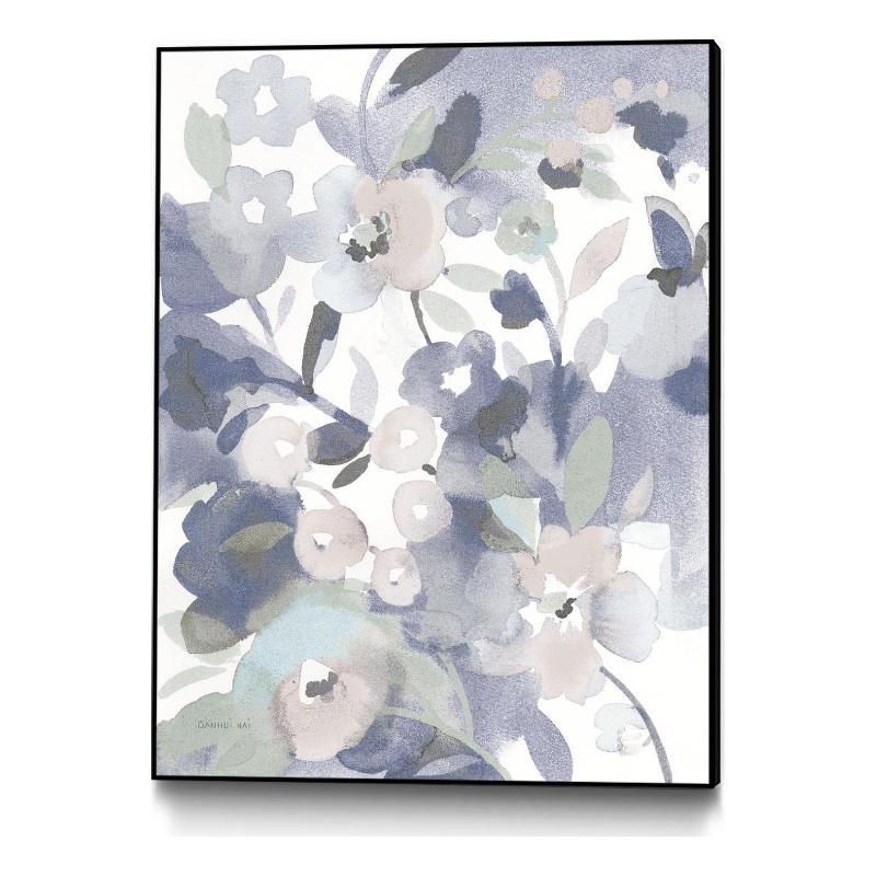 Giant Art Canvas  24x32 Jewel Garden II Blue Framed in Multi-Color