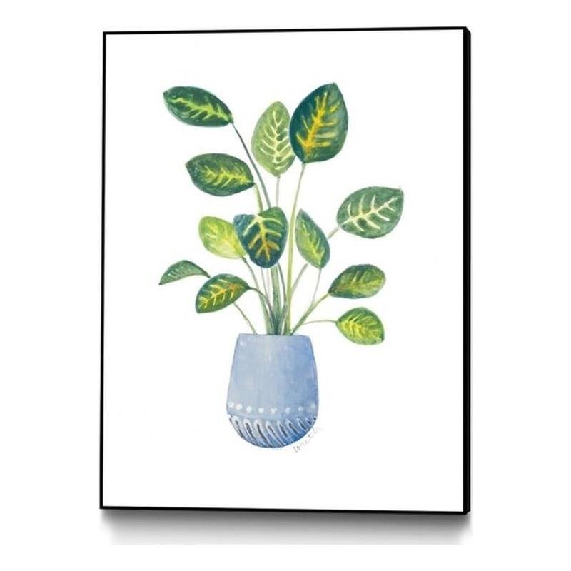 Giant Art Canvas  24x32 Croton In Blue Pot Framed in Multi-Color