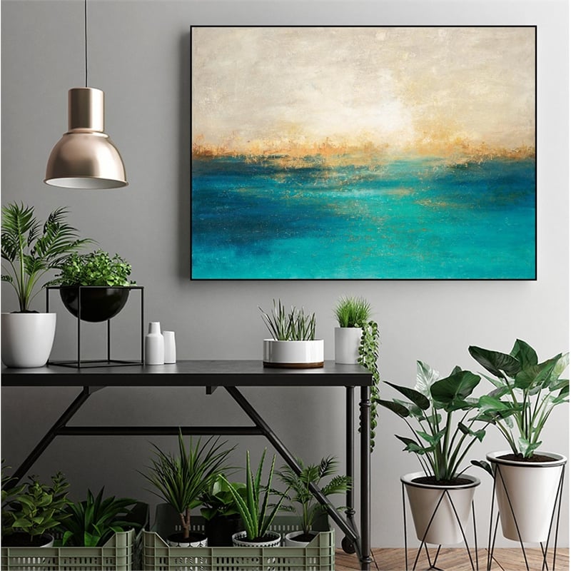 Giant Art Canvas  24x18 Coastline II Framed in Pink