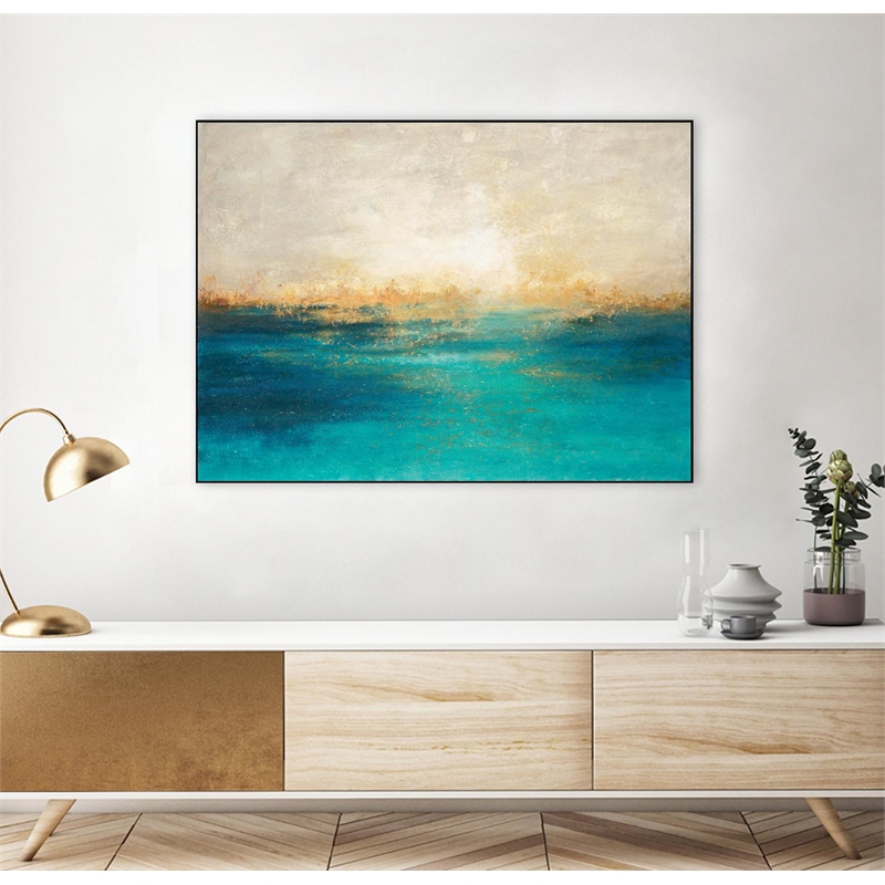 Giant Art Canvas  24x18 Coastline II Framed in Pink