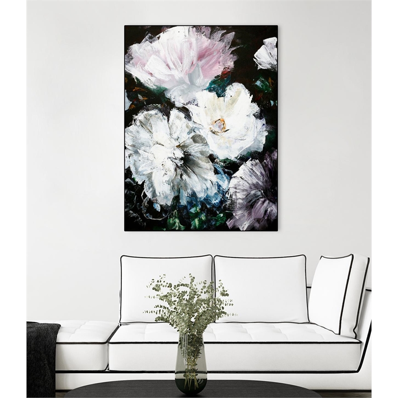 Giant Art Canvas  30x40 Soft Hue Flowers Framed in Multi-Color