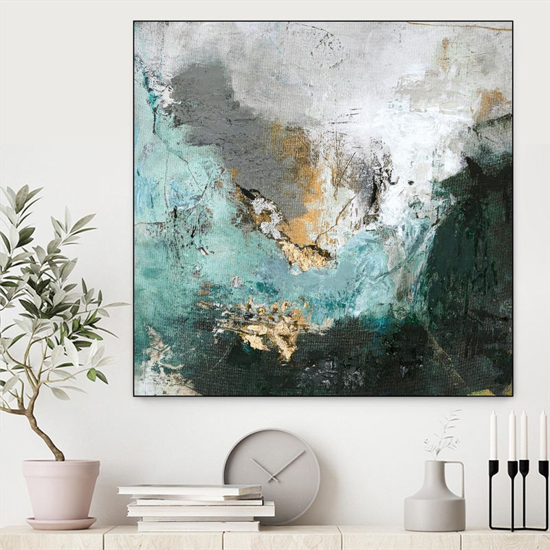 Giant Art Canvas  20x20 Arctic Green Framed in Multi-Color