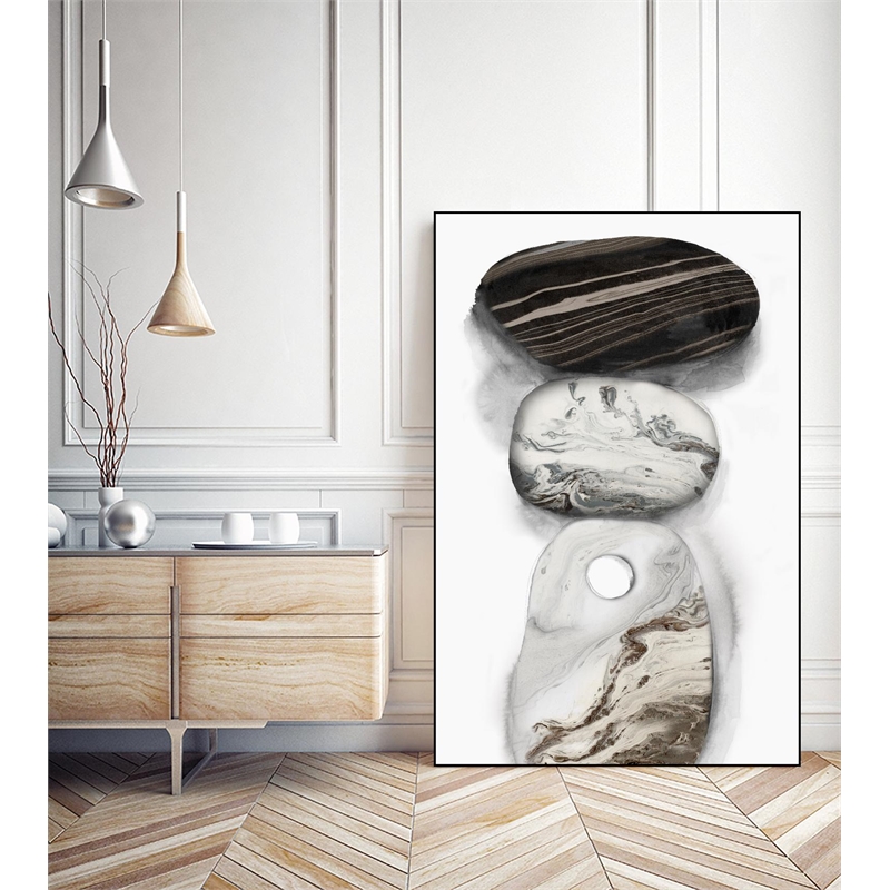 Giant Art Canvas  24x36 Majestic Rocks I Framed in White