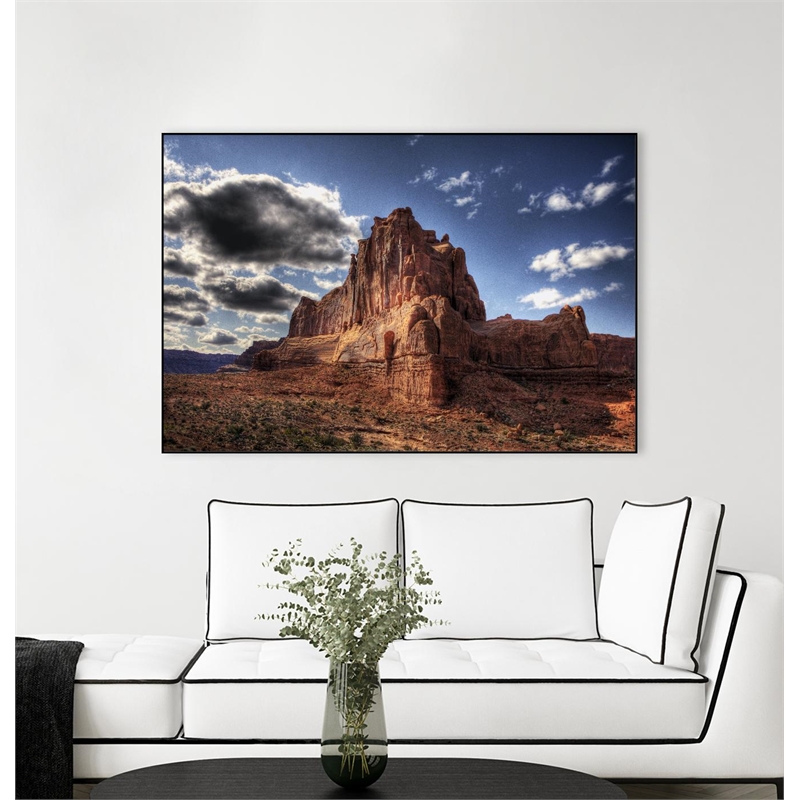 Giant Art Canvas  36x24 Red Mountain Framed in Multi-Color