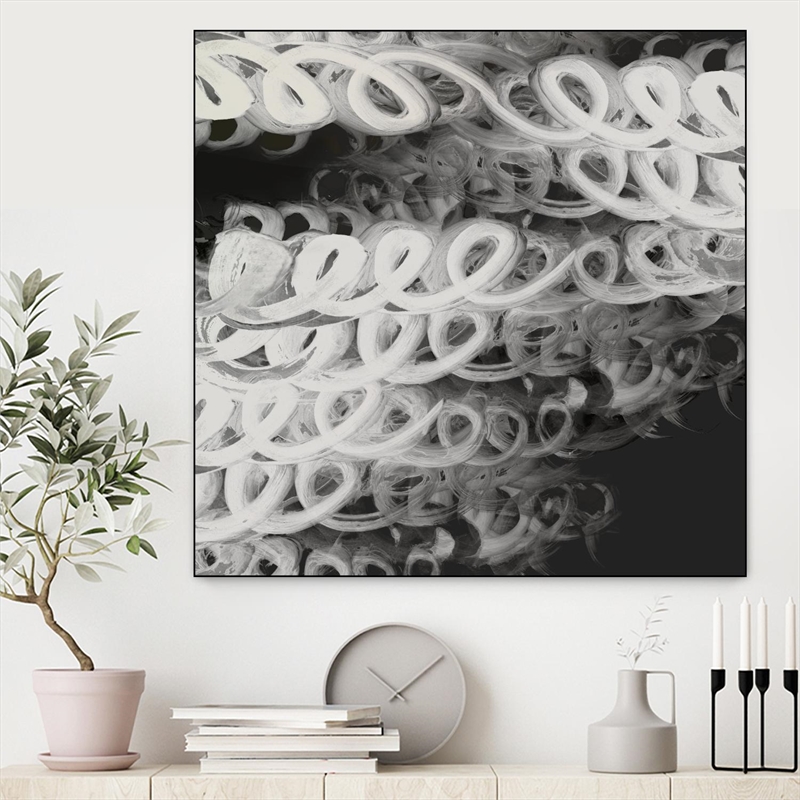 Giant Art Canvas  30x30 Love Letters I Framed in Multi-Color