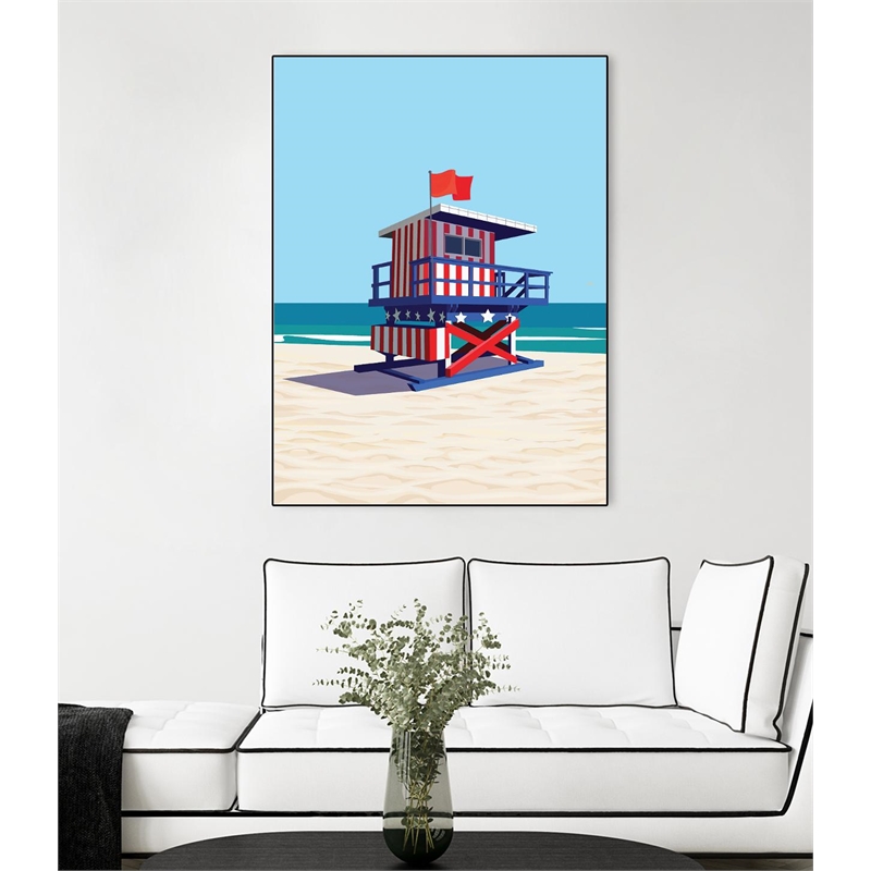 Giant Art Canvas  24x32 Americana Villa Framed in Red