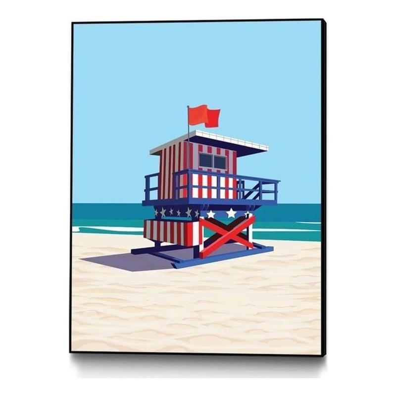 Giant Art Canvas  24x32 Americana Villa Framed in Red