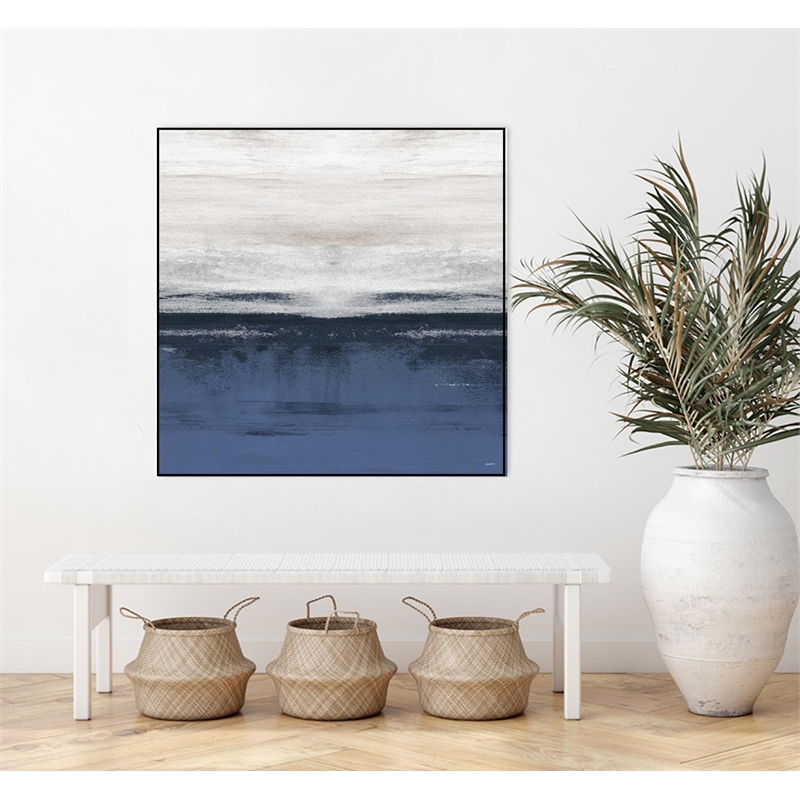 Giant Art Canvas  20x20 Familiar Feeling Blue Square II Framed in Multi-Color