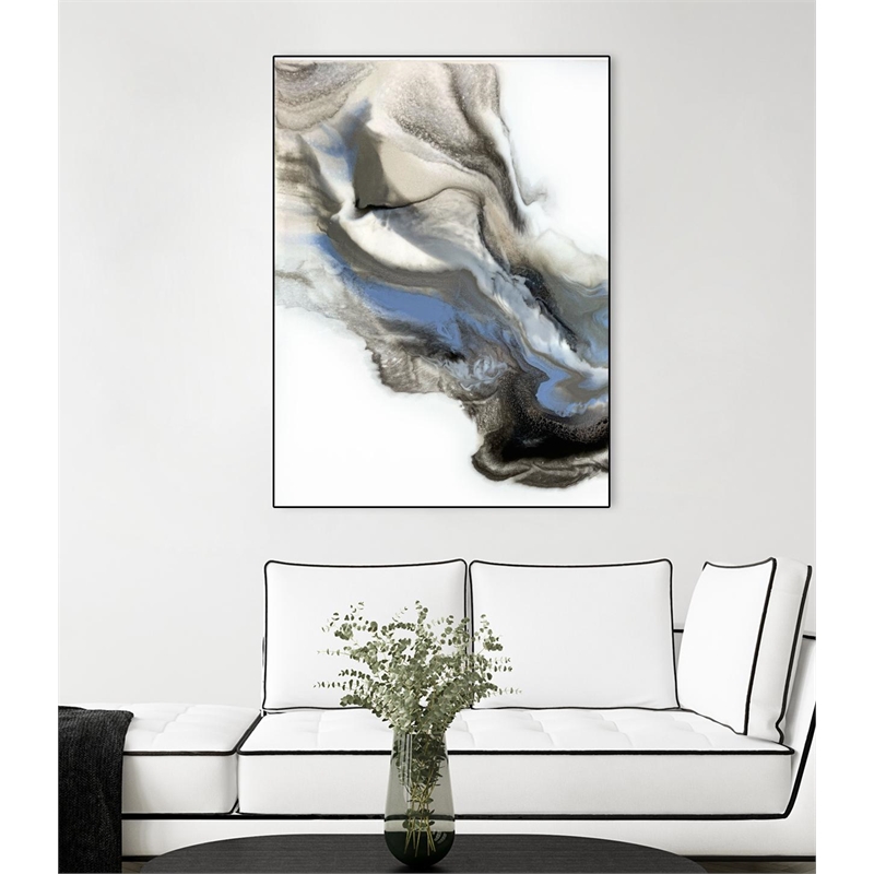 Giant Art Canvas  30x40 Green And Blue Wave Framed in Multi-Color