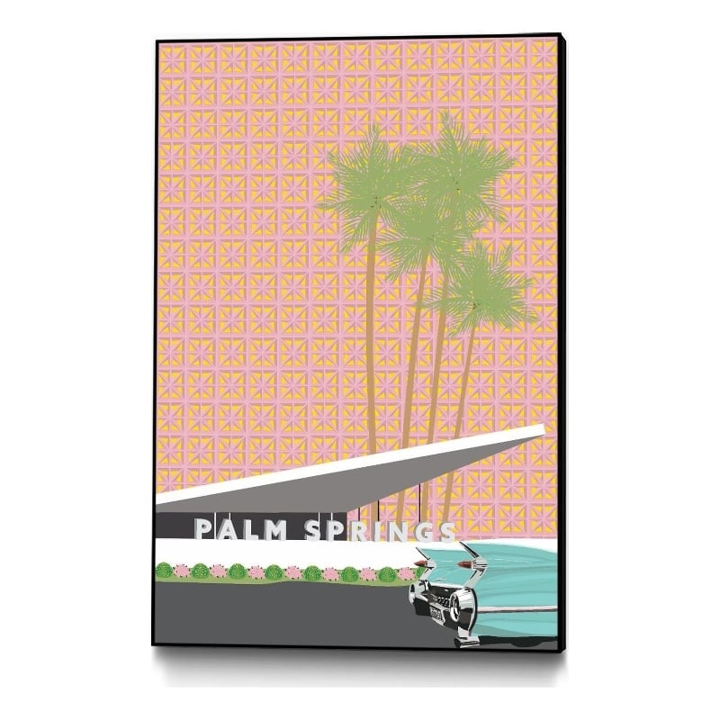 Giant Art Canvas  24x36 Palm Springs With Convertible Framed in Multi-Color
