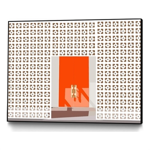 Giant Art Canvas  40x30 Mid Century Modern Front Door Framed in Multi-Color