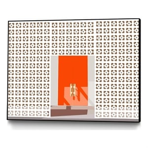 Giant Art Canvas  32x24 Mid Century Modern Front Door Framed in Multi-Color