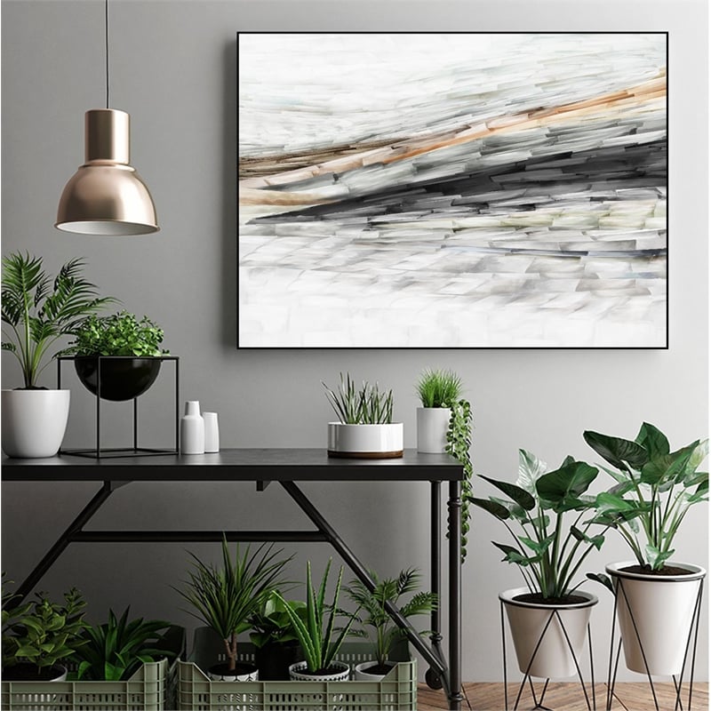Giant Art Canvas  24x18 Lady of the Rocks II Framed in Multi-Color