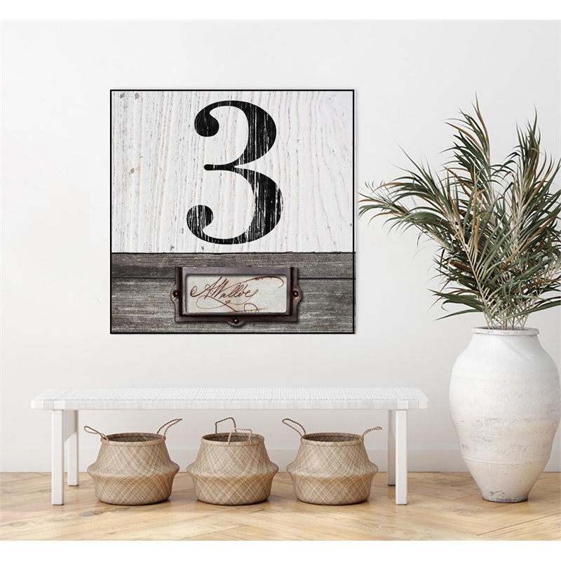 Giant Art Canvas  30x30 Drawer Number 3 Framed in Multi-Color