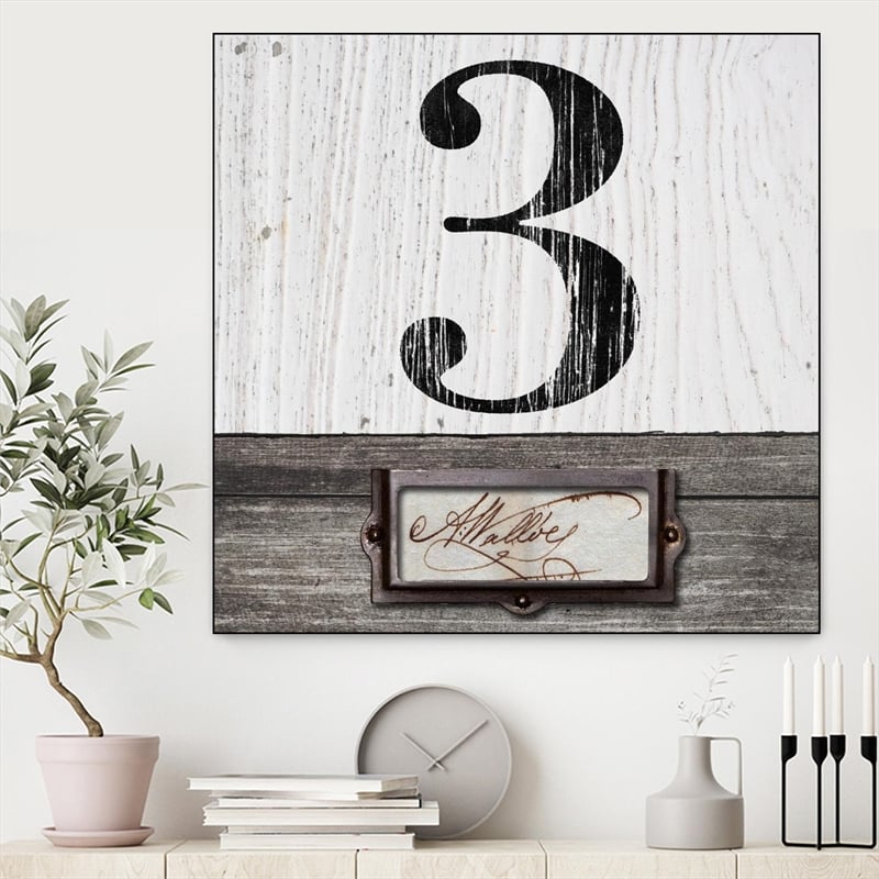 Giant Art Canvas  20x20 Drawer Number 3 Framed in Multi-Color