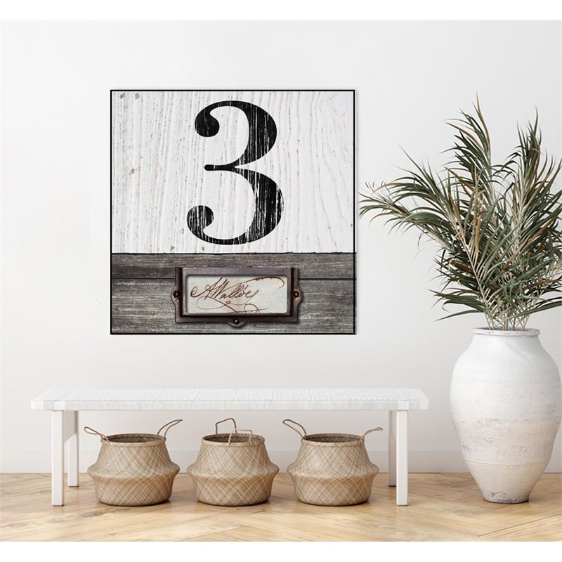 Giant Art Canvas  20x20 Drawer Number 3 Framed in Multi-Color