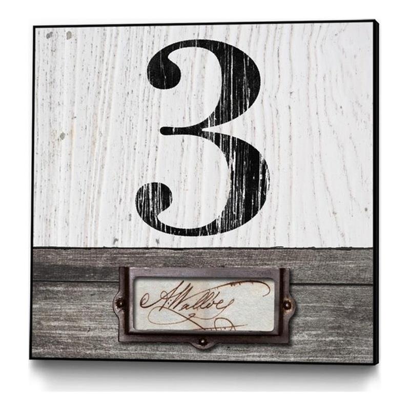 Giant Art Canvas  20x20 Drawer Number 3 Framed in Multi-Color